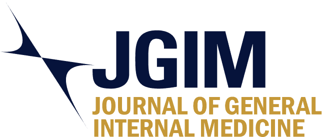 JGIM logo with 'JGIM' in dark blue and 'Journal of General Internal Medicine' in gold, featuring an angular, swooping SGIM logo in the upper left corner.