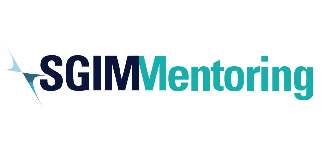 SGIM Mentoring, with 'SGIM' in dark blue and 'Mentoring' in light blue, accompanied by the SGIM logo on the left.