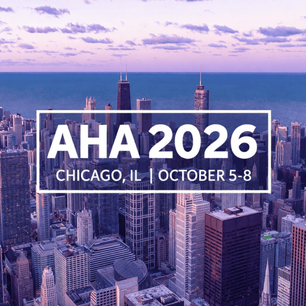 Logo for AHA 2026 featuring the Chicago skyline