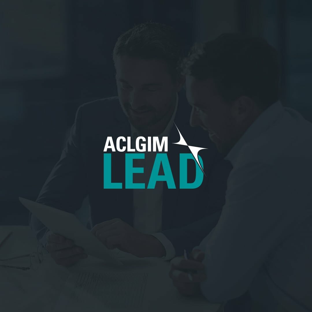 Banner displaying the ACLGIM LEAD logo against a darkened image of two individuals collaboratively reviewing a document.