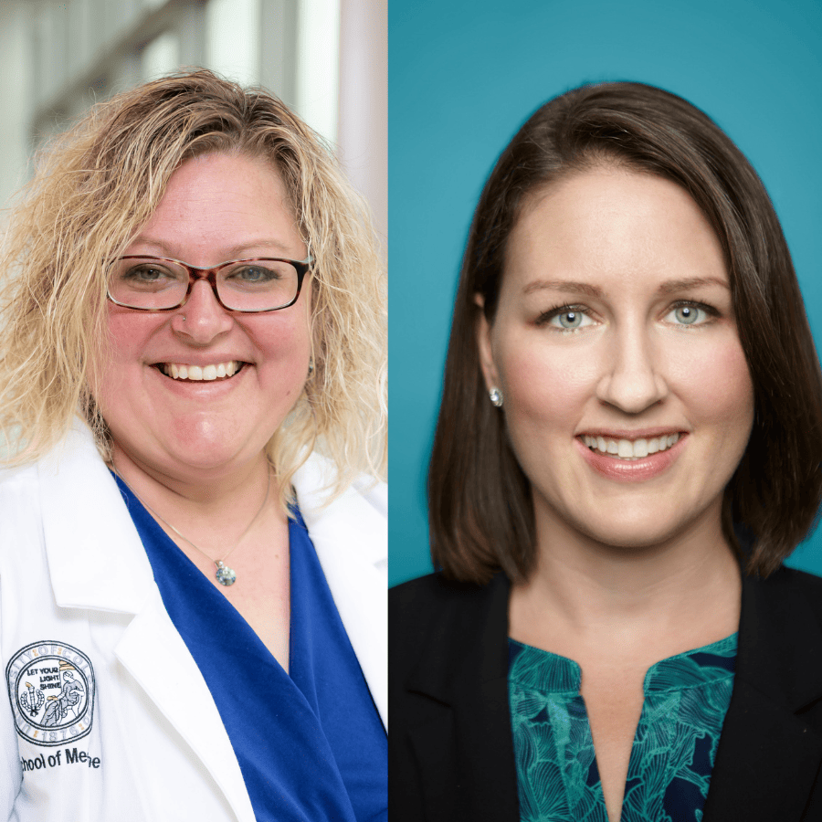 A photo of the two SGIM Northwest Regional Co-Presidents in 2024. Lisa Fosnot and Jessica Bender are featured in a collage image.