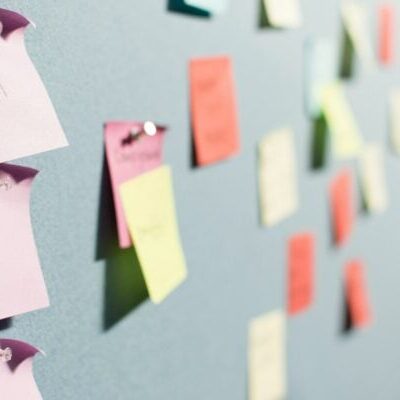 an image of post-it notes pinned to a board
