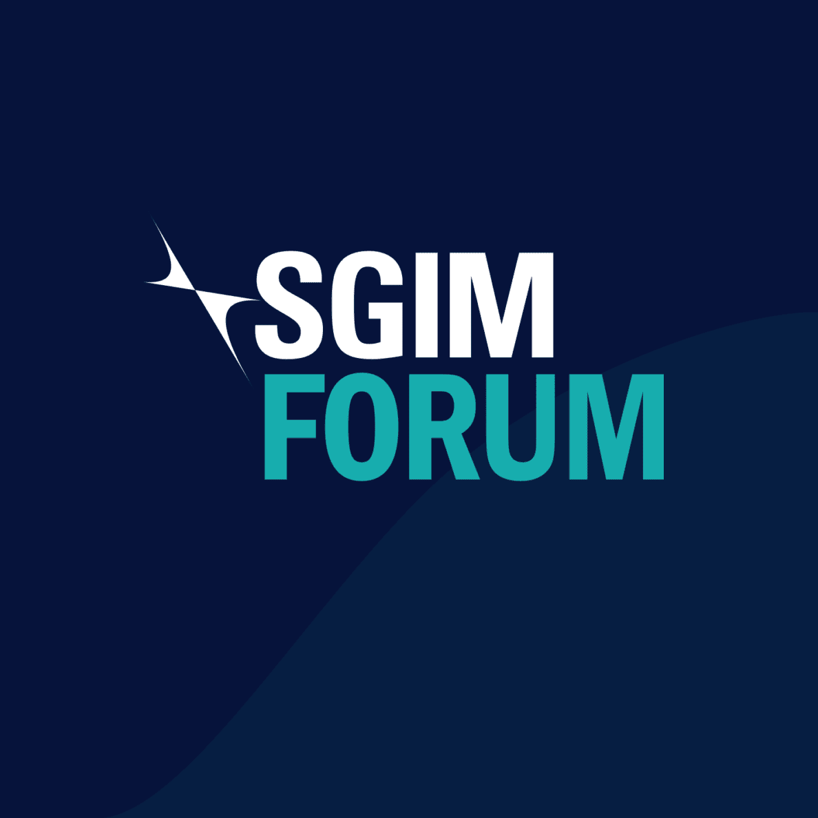 SGIM Forum Logo: Dark blue background with 'SGIM' in white, 'Forum' in blue, and a white angular swooping SGIM logo in the upper left corner.